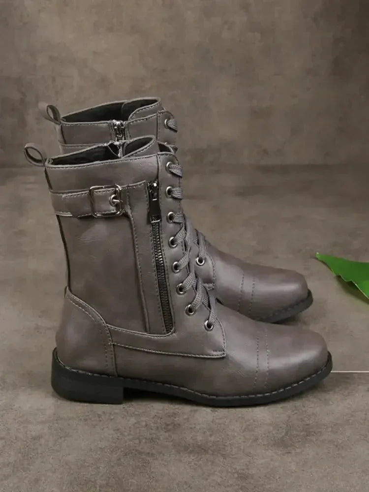 Lace - Up Buckle Detail Boots - Update AvenueTrendsi100600617784604100600617784604Lace - Up Buckle Detail BootsGray