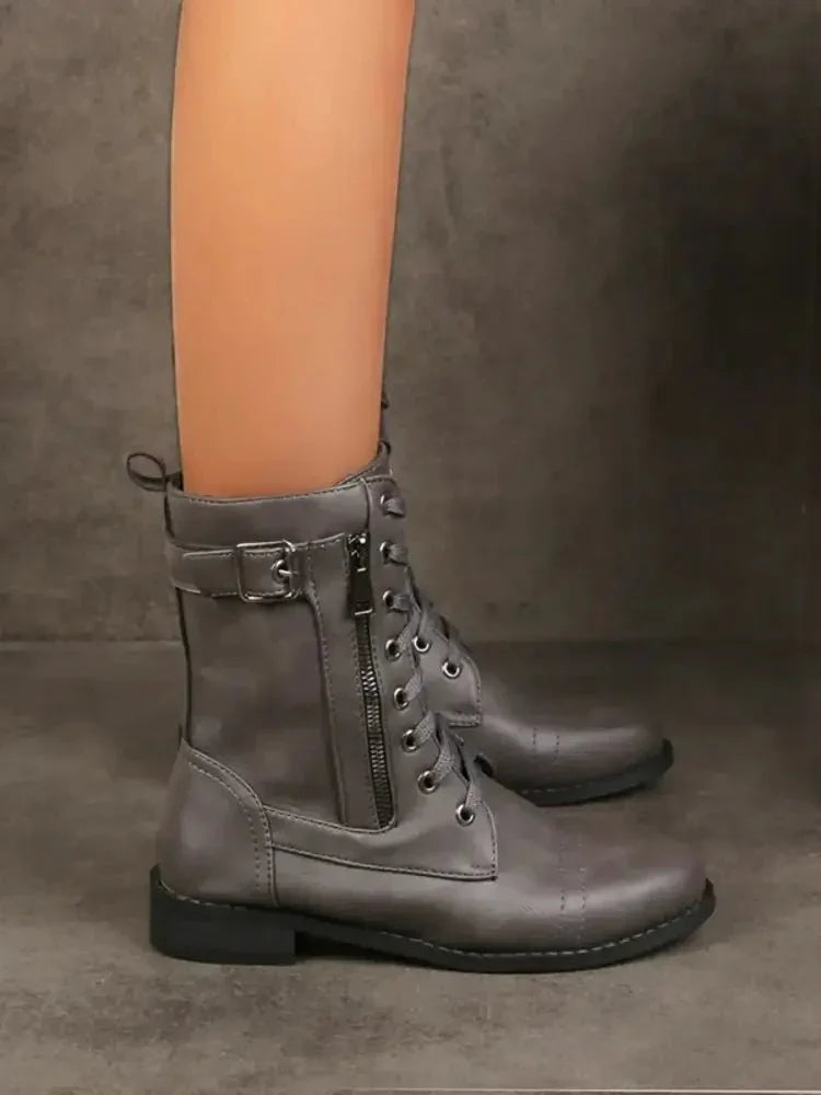 Lace - Up Buckle Detail Boots - Update AvenueTrendsi100600617784604100600617784604Lace - Up Buckle Detail BootsGray