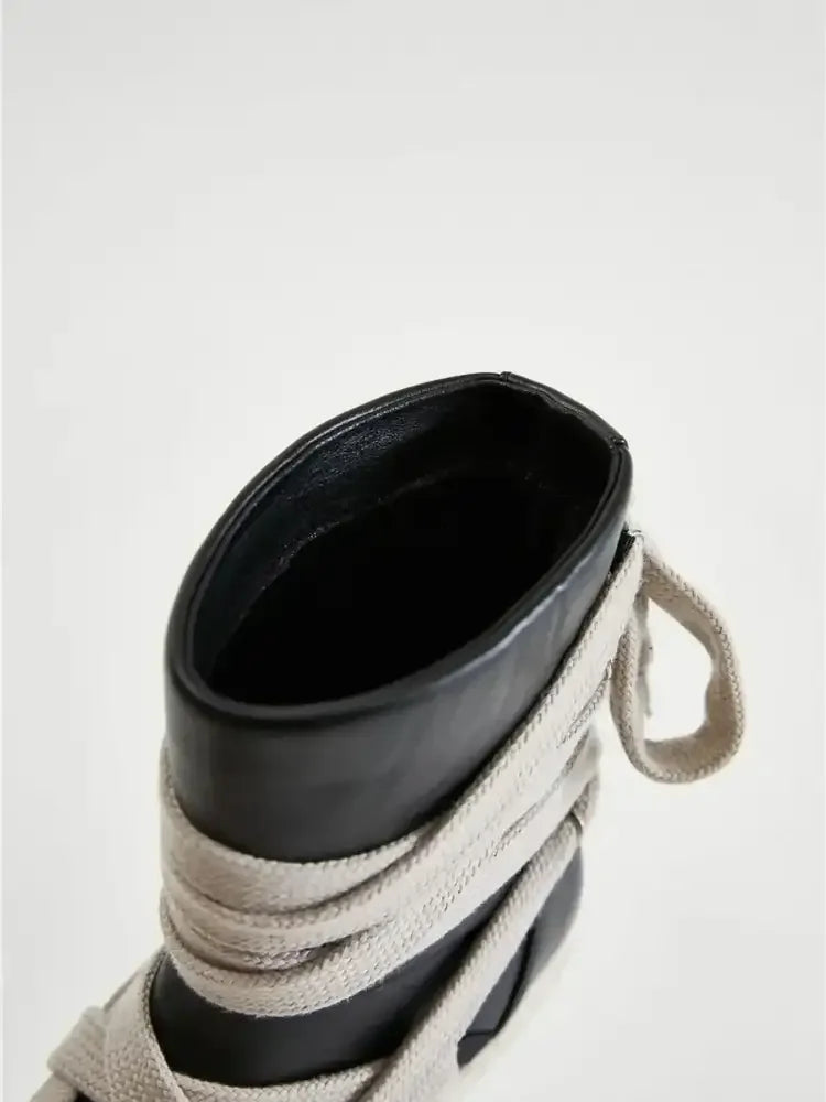 Lace-Up Round Neck Sneaker Boots