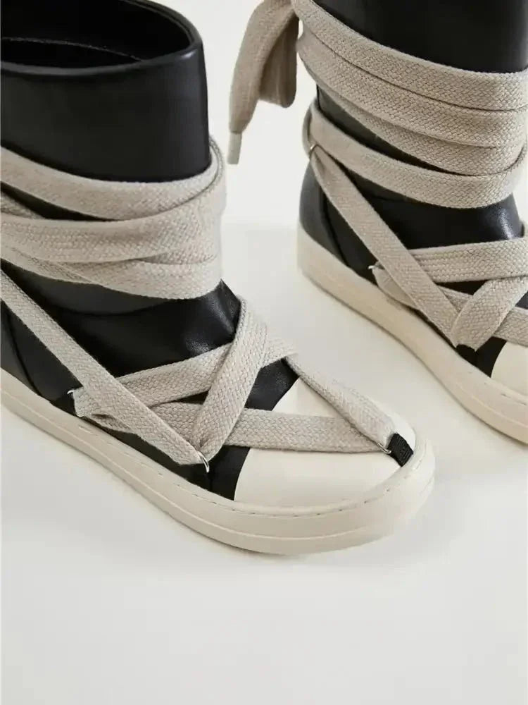 Lace - Up Round Neck Sneaker Boots - Update AvenueTrendsi100600176517902100600176517902Lace - Up Round Neck Sneaker BootsBlack