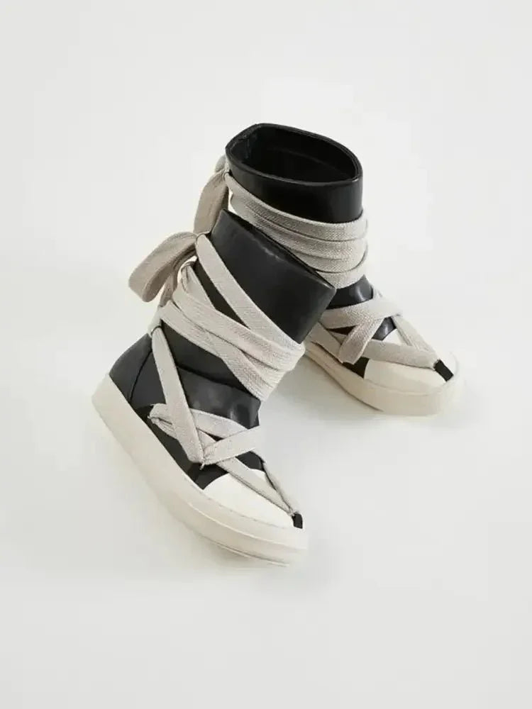 Lace - Up Round Neck Sneaker Boots - Update AvenueTrendsi100600176517902100600176517902Lace - Up Round Neck Sneaker BootsBlack