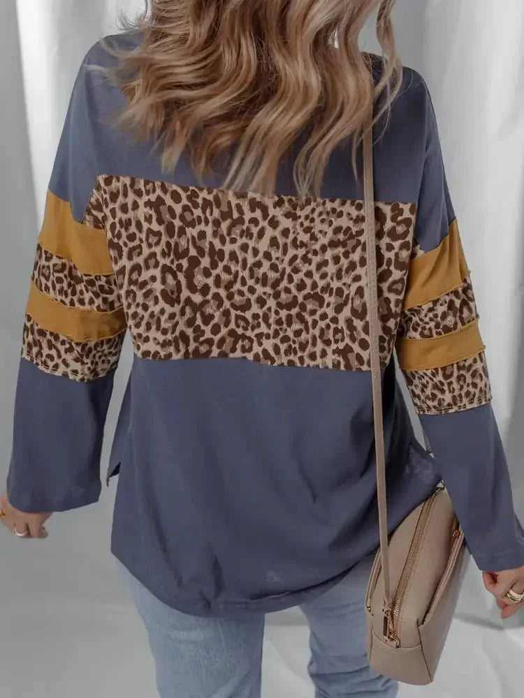 Leopard Color Block Long Sleeve Drop Shoulder Top - Update AvenueT-ShirtsTrendsi1001002314180181001002314180189cd44d6a98dc4c6fae1ff4cde1ce4f40 - Max - OriginDark Blue