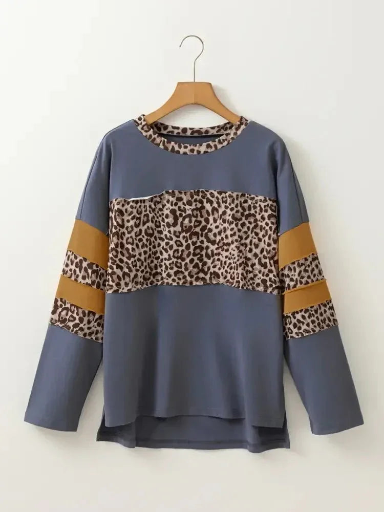 Leopard Color Block Long Sleeve Drop Shoulder Top - Update AvenueT-ShirtsTrendsi100100231418018100100231418018344bd8f7d9764412aa8e83b3699e67ff - Max - OriginDark Blue