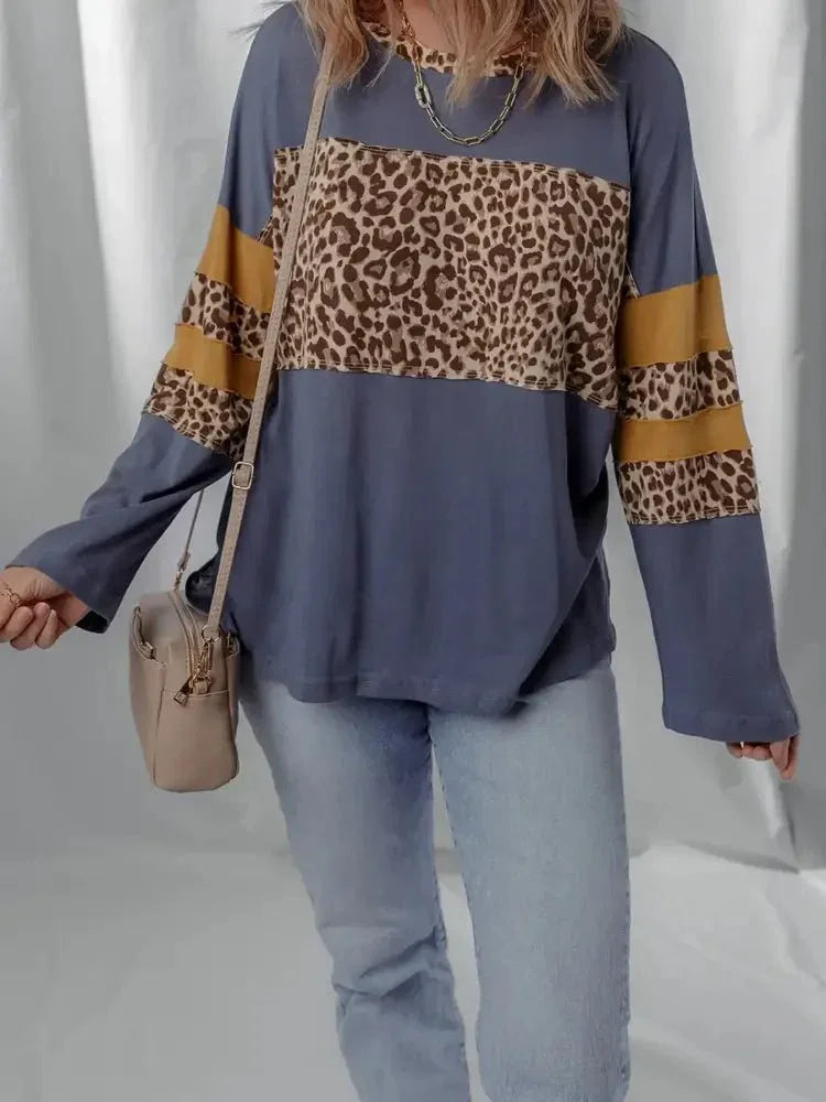 Leopard Color Block Long Sleeve Drop Shoulder Top - Update AvenueT-ShirtsTrendsi100100231418018100100231418018291f1af31afc4b3d807bf1c9dff55f4b - Max - OriginDark Blue