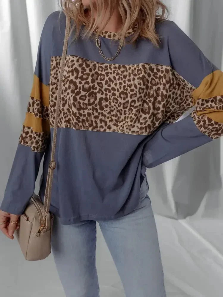 Leopard Color Block Long Sleeve Drop Shoulder Top - Update AvenueT-ShirtsTrendsi10010023141801810010023141801898432e94ea164b7ca1c2cf85f5296e3c - Max - OriginDark Blue