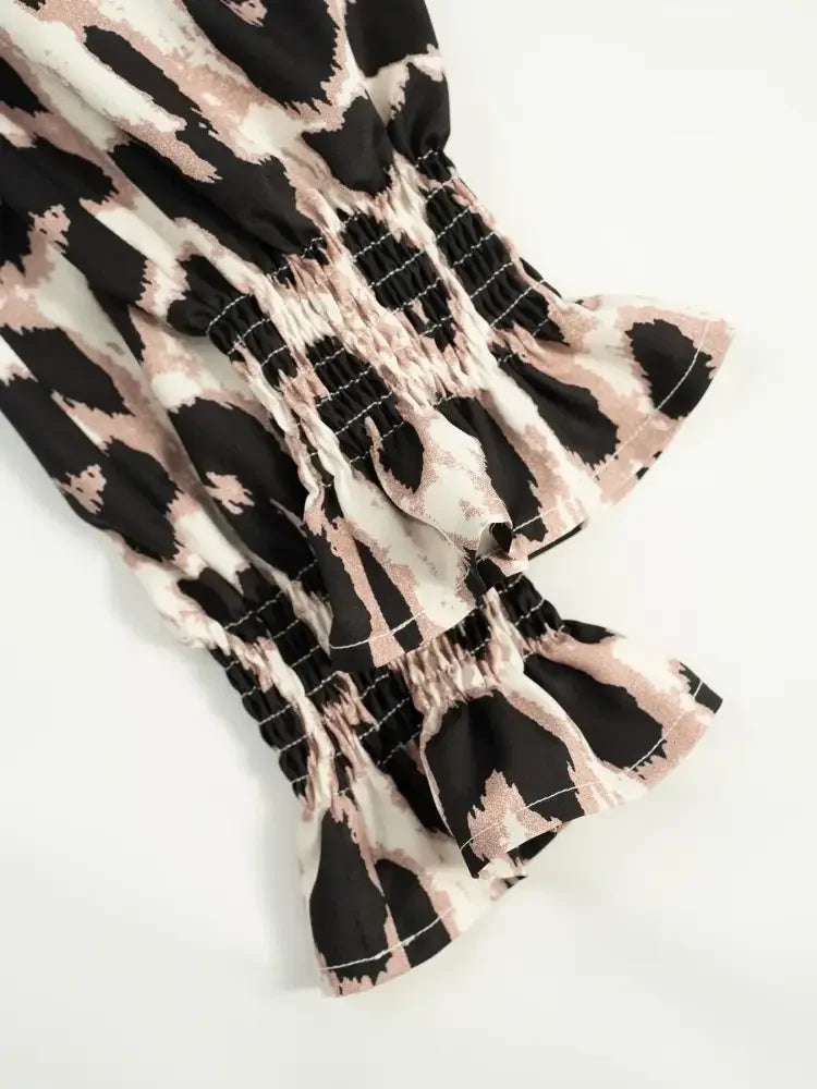 Leopard Print Long Sleeve Mini Dress
