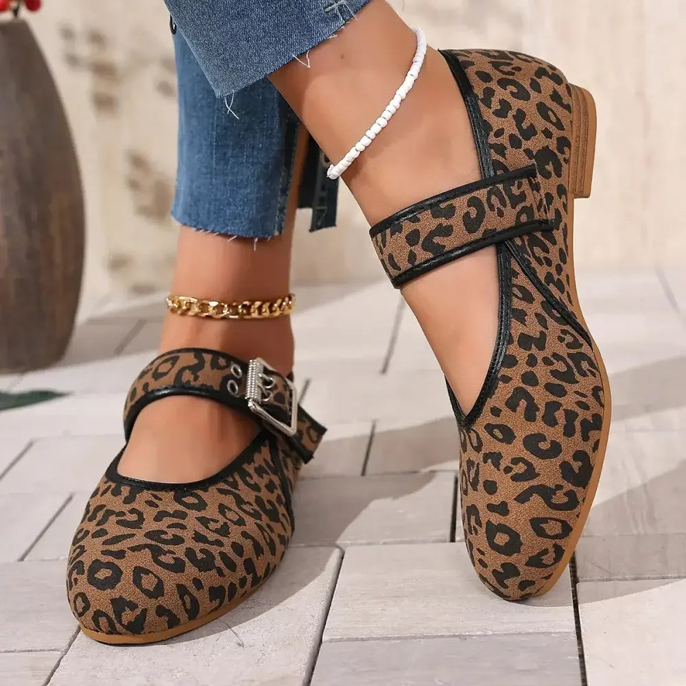 Leopard Print Mary Jane Loafers