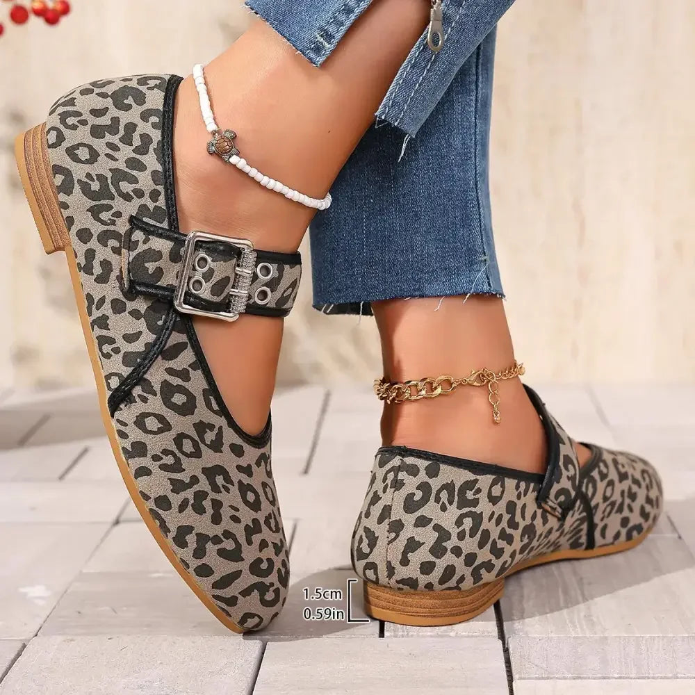 Leopard Print Mary Jane Loafers