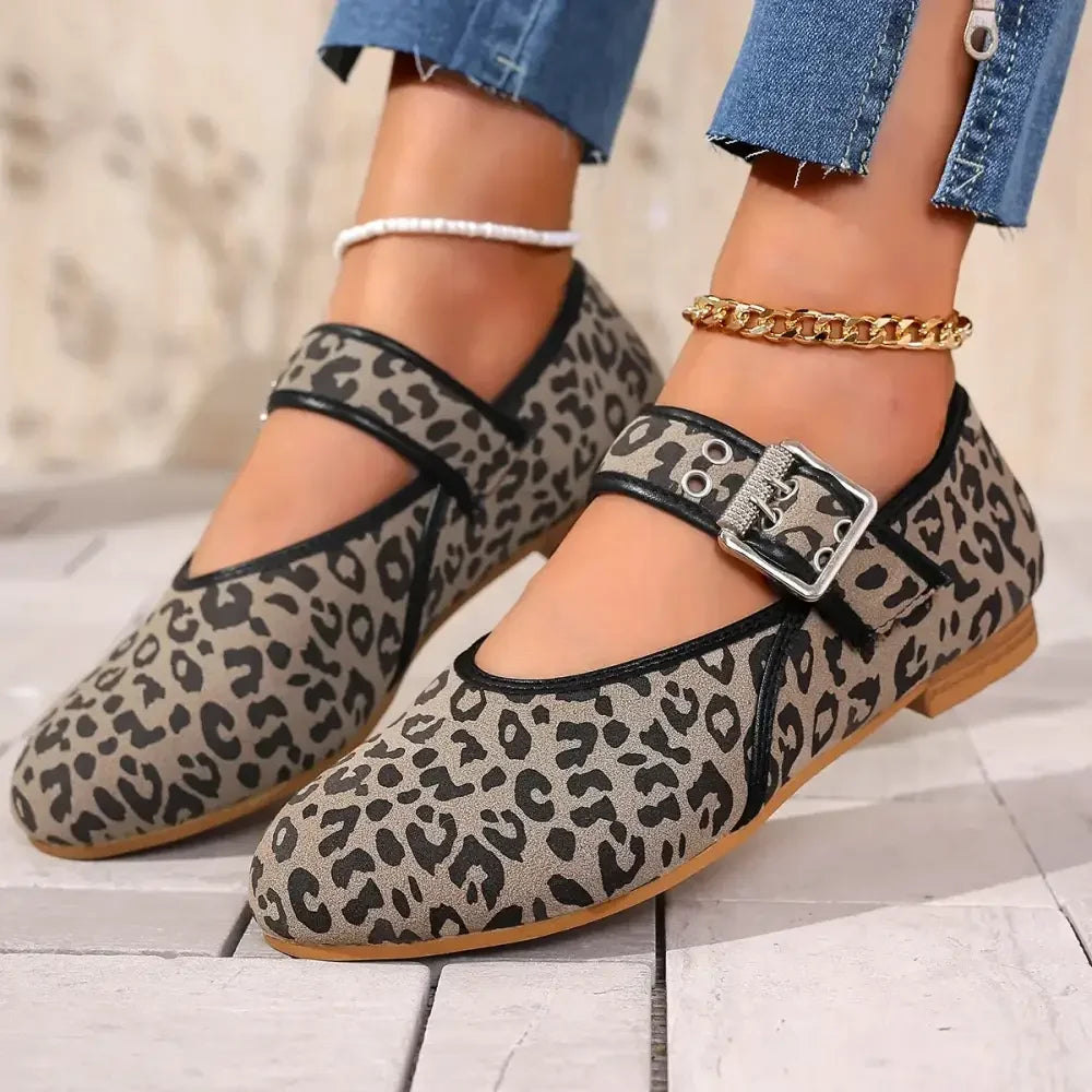 Leopard Print Mary Jane Loafers