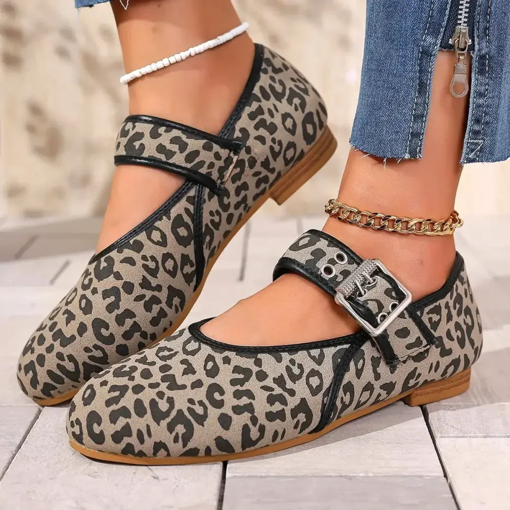 Leopard Print Mary Jane Loafers