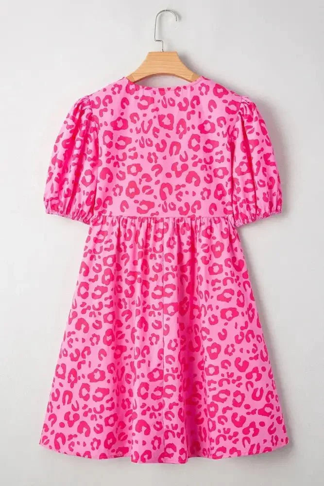 Leopard Tie Front Puff Sleeve Dress - Update AvenueTrendsi1001000873616791001000873616799c7ef978 - 6ee6 - 4e9e - 8cce - 34becd09ae86 - Max - OriginHot Pink