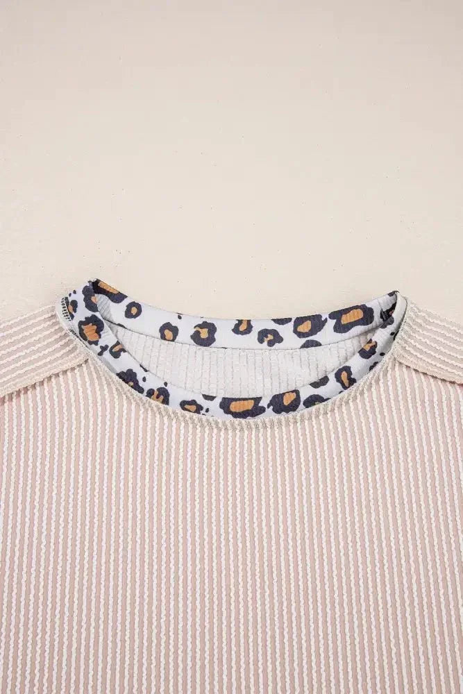 Leopard Trim Round Neck Ribbed T-Shirt - Update AvenueT-ShirtsTrendsi1001005949818611001005949818619cb14081 - 5544 - 487c - ac10 - e8039076a319 - Max - OriginBeige