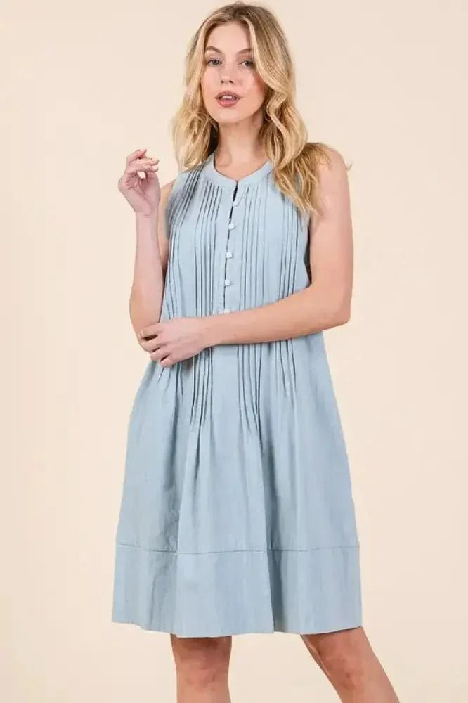 Lime 'N' Chili Denim Pintuck Detail Sleeveless Midi Dress - Update AvenueDenim Dresses & SkirtsTrendsi100100583601356100100583601356eba57db5246545e0af51e260a0598277 - Max - OriginLT DENIM