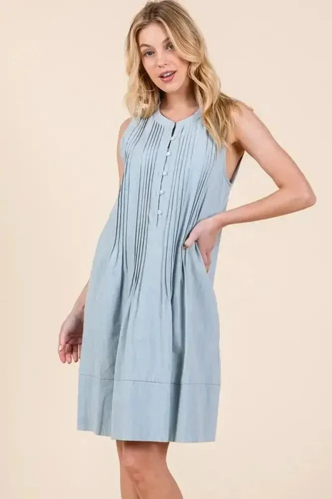 Lime 'N' Chili Denim Pintuck Detail Sleeveless Midi Dress - Update AvenueDenim Dresses & SkirtsTrendsi100100583601356100100583601356ae36ae961ebd4e7691322d440b20912d - Max - OriginLT DENIM