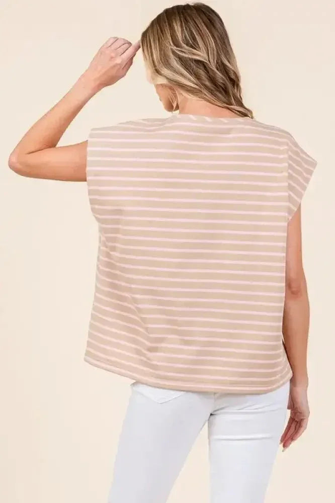 Lime 'N' Chili Striped Muscle Sleeve Top - Update AvenueT-ShirtsTrendsi1001000994514301001000994514309c5c1cee827449679edb5fb4400fb9ab - Max - OriginTAUPE