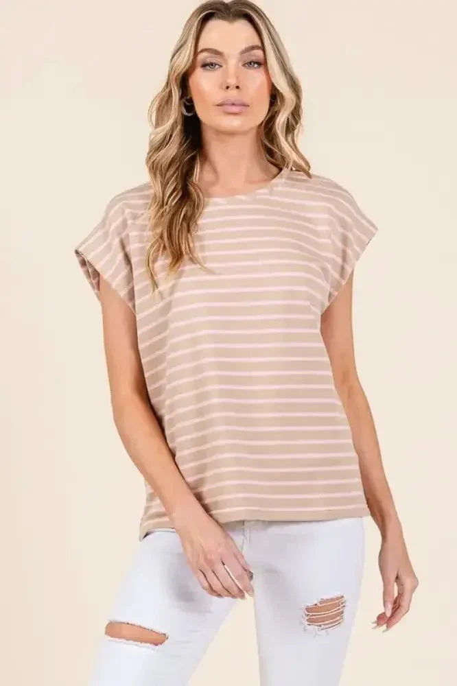 Lime 'N' Chili Striped Muscle Sleeve Top - Update AvenueT-ShirtsTrendsi100100099451430100100099451430baf70099d8bd469ab34edc5713d90133 - Max - OriginTAUPE