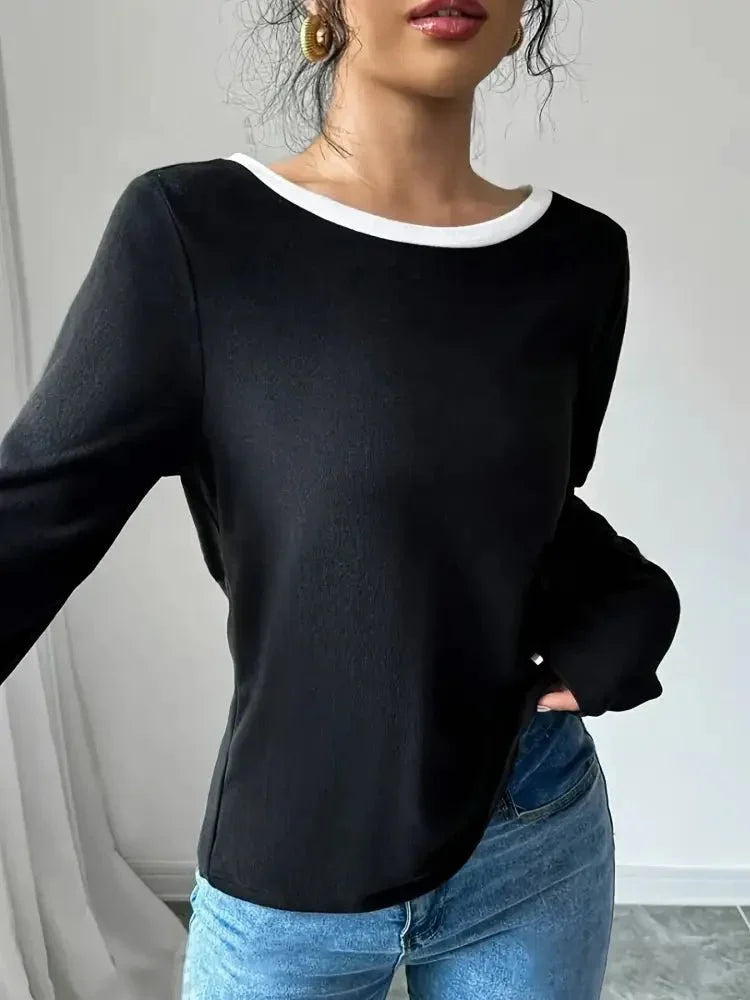 Long Sleeve Bow Tie Back T-Shirt - Update AvenueT-ShirtsTrendsi100100509479424100100509479424bbcd3aaa42d74d0d9d11b7234102d716 - Max - OriginBlack/White