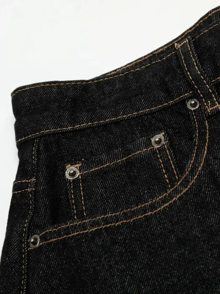Men's Baggy Denim Shorts with Cuffed Hem