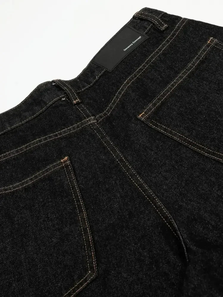 Men's Baggy Denim Shorts with Cuffed Hem