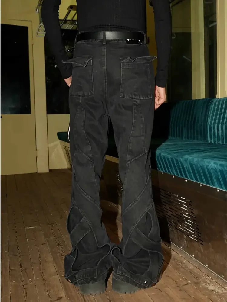 Men's Button Fly Studded Bootcut Jeans