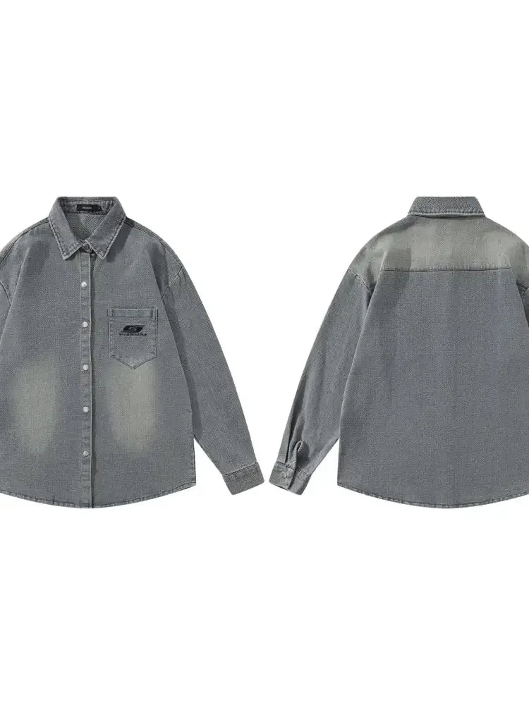Men's Button Up Long Sleeve Denim Shirt