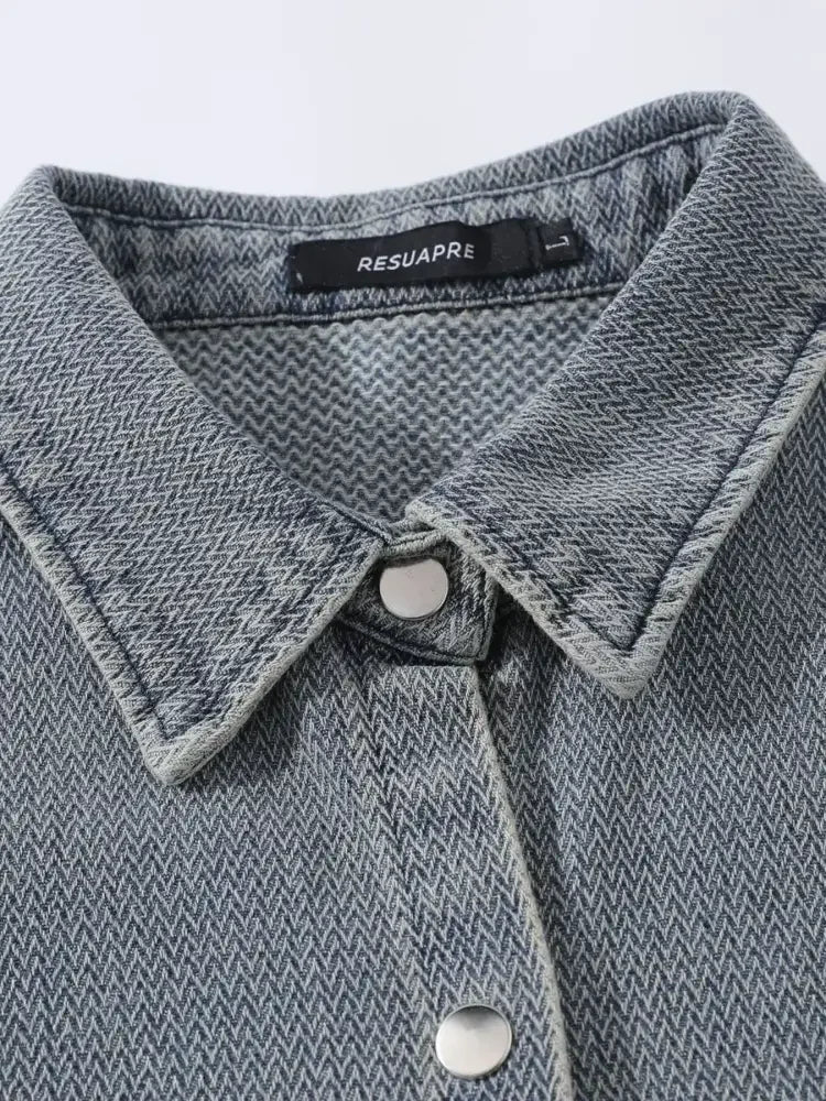 Men's Button Up Long Sleeve Denim Shirt