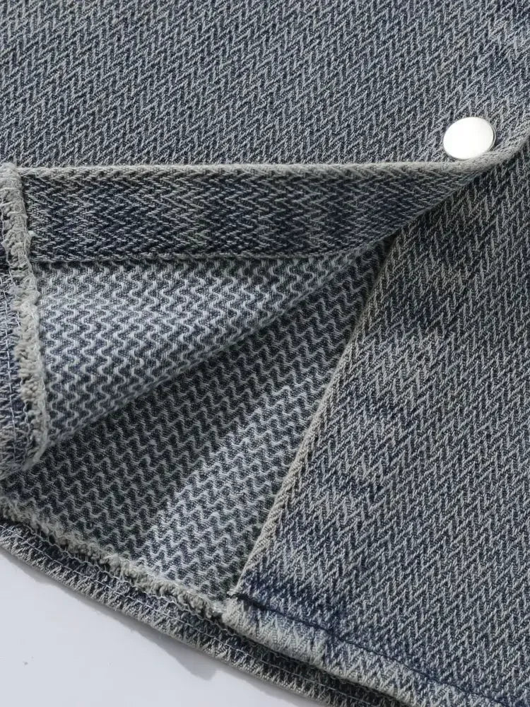 Men's Button Up Long Sleeve Denim Shirt