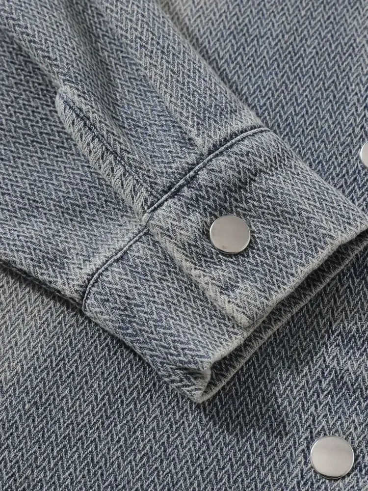 Men's Button Up Long Sleeve Denim Shirt