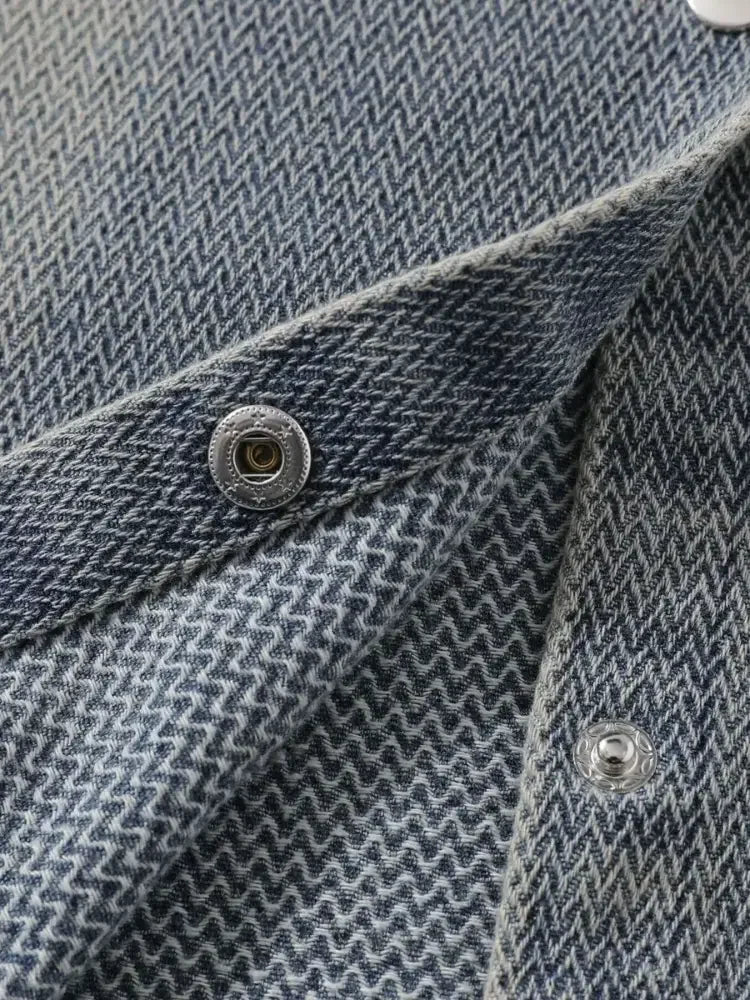 Men's Button Up Long Sleeve Denim Shirt