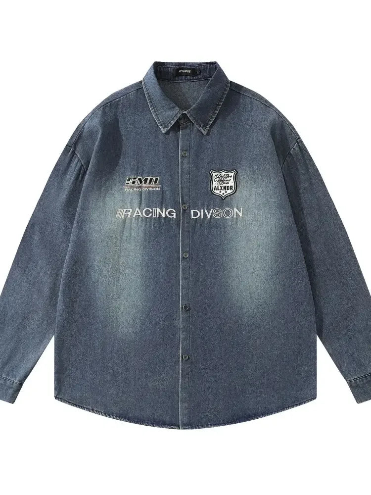 Men's Button Up Long Sleeve Denim Shirt