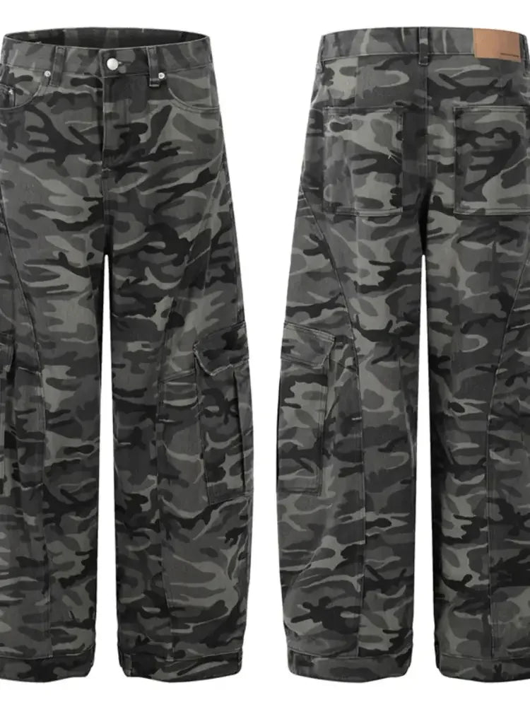 Men's Camouflage Cargo Wide Leg Jeans