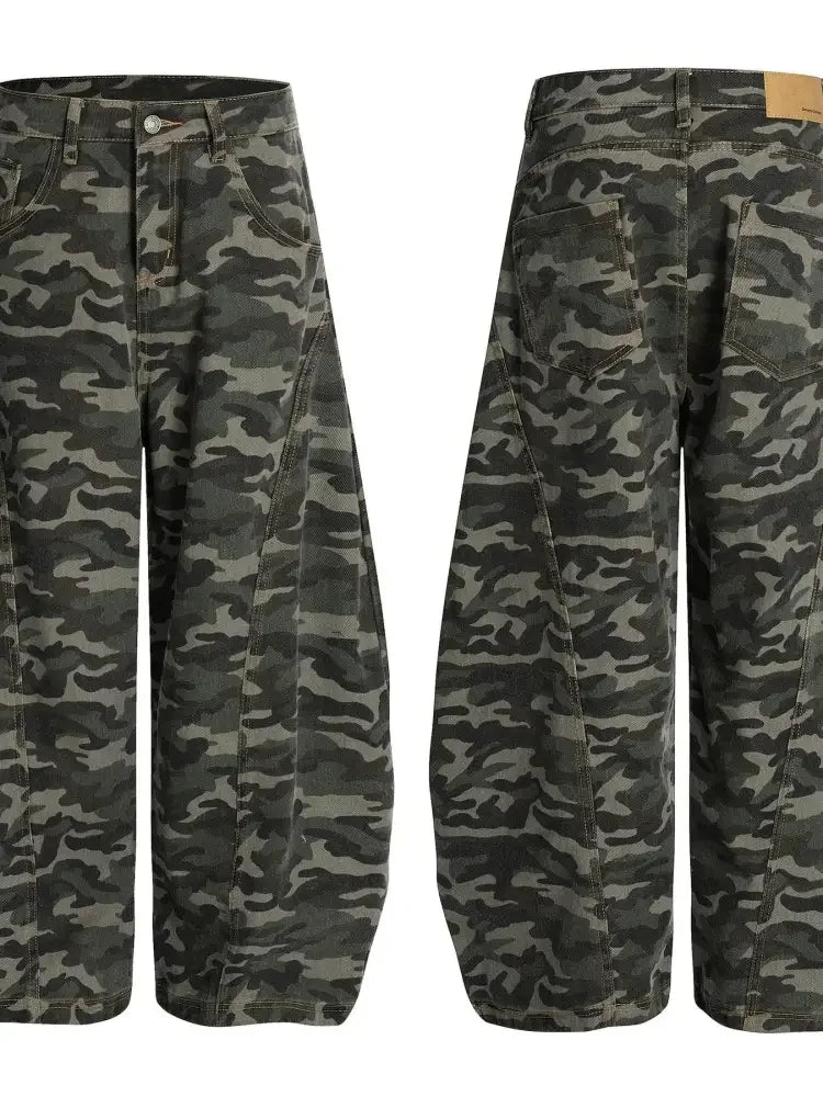 Men's Camouflage Wide Leg Cargo Jeans