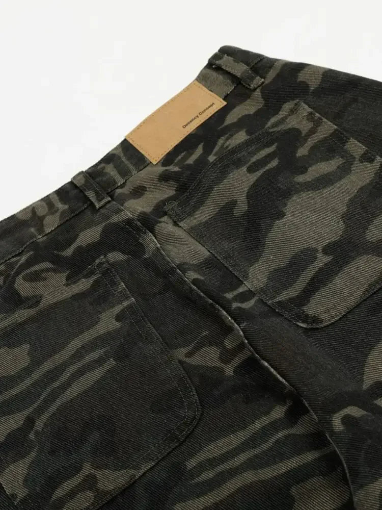 Men's Camouflage Wide Leg Cargo Jeans