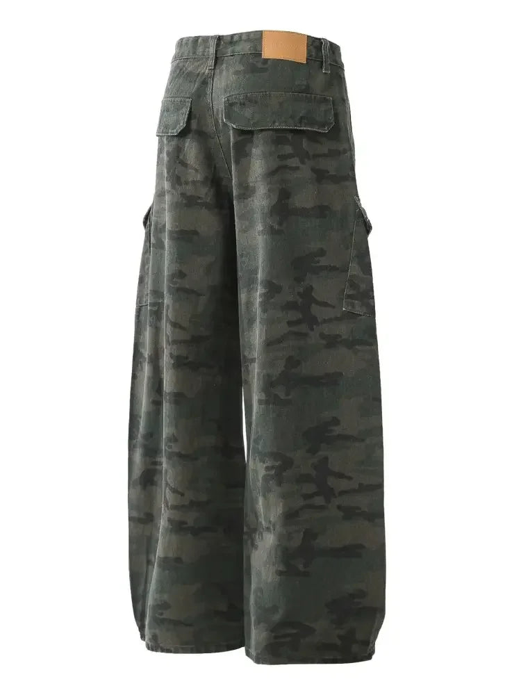 Men's Camouflage Wide Leg Cargo Jeans