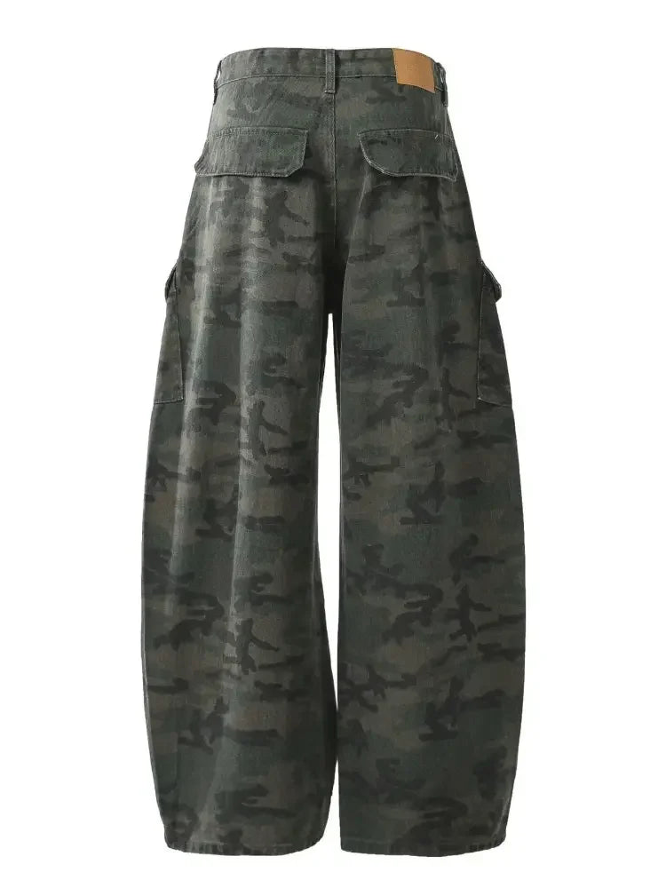 Men's Camouflage Wide Leg Cargo Jeans