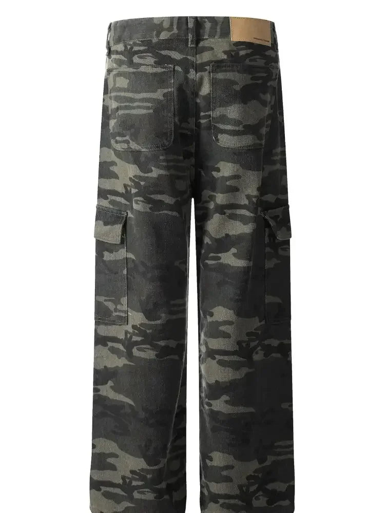 Men's Camouflage Wide Leg Cargo Jeans