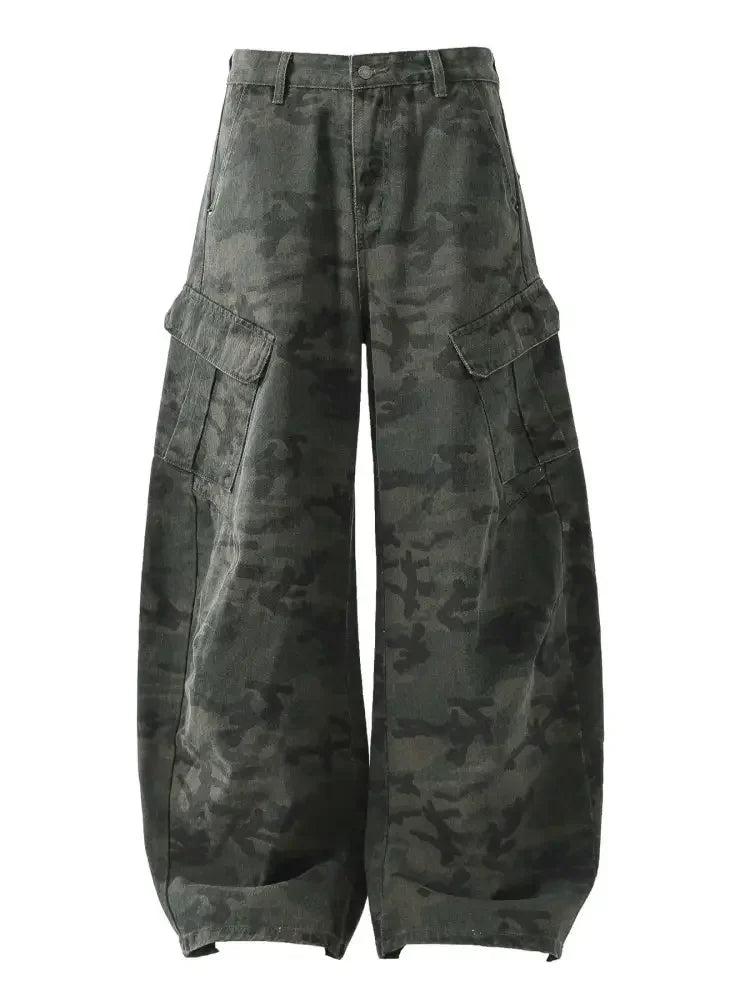 Men's Camouflage Wide Leg Cargo Jeans
