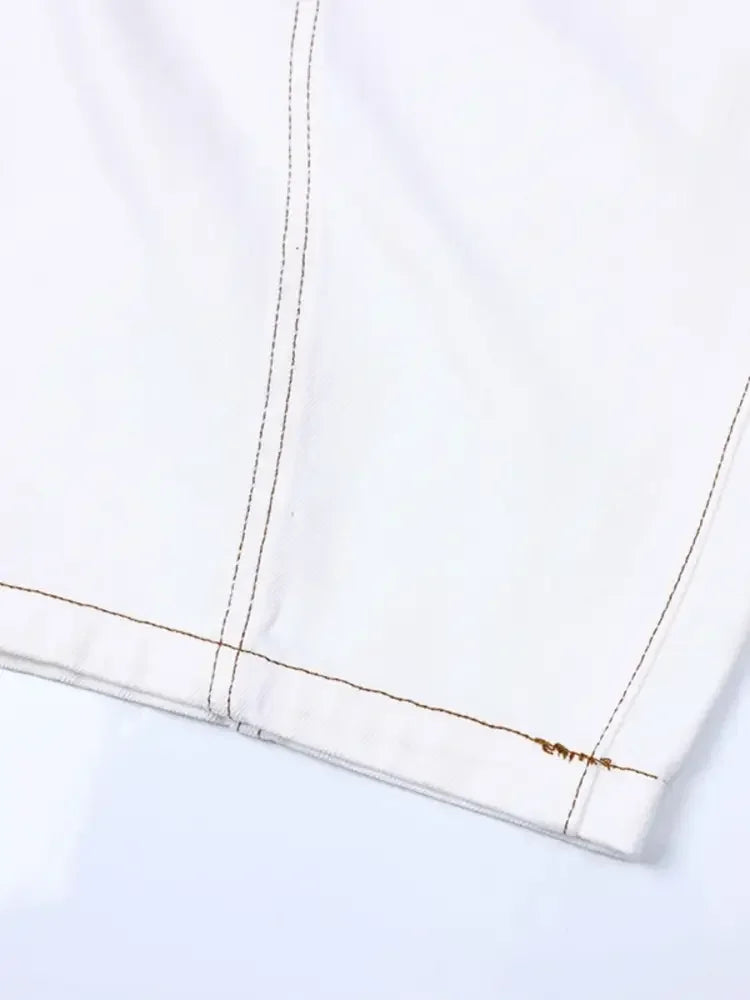 Men's Cargo Curved Jeans with Contrast Stitching