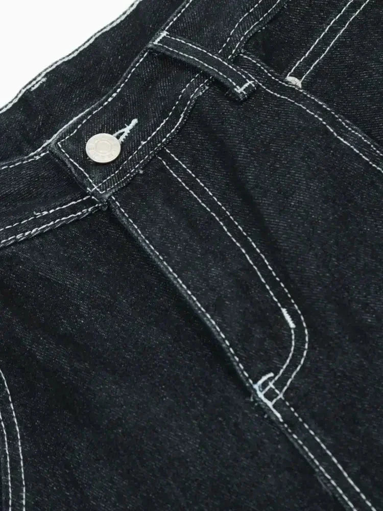 Men's Cargo Straight Jeans with Contrast Stitching - Update AvenueTrendsi100400413927193100400413927193Men's Cargo Straight Jeans with Contrast StitchingDark Blue