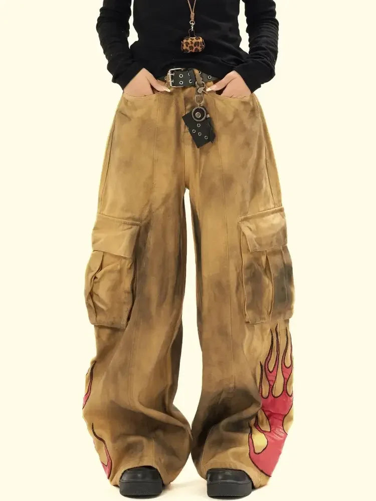 Men's Cargo Wide Leg Denim Jeans