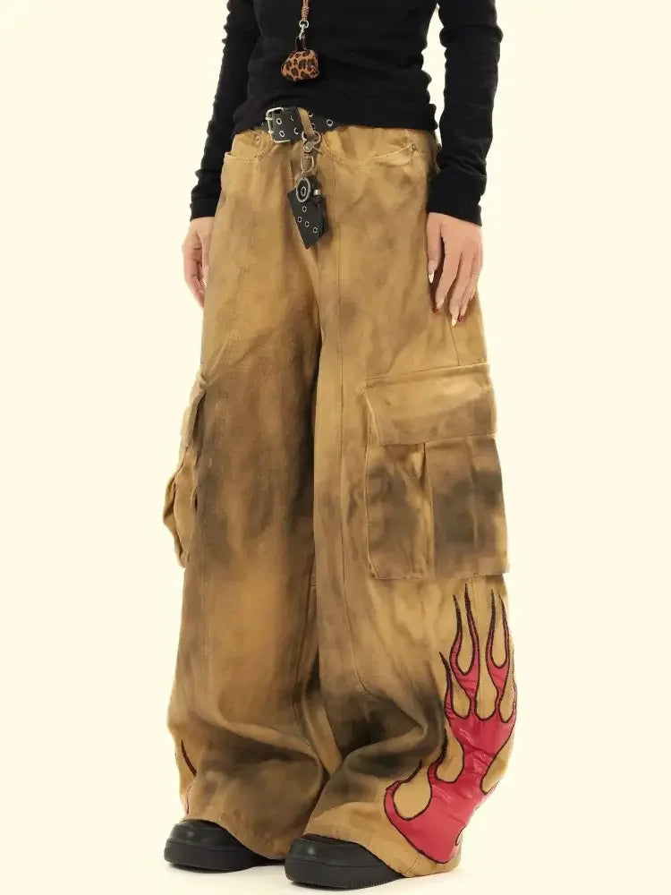 Men's Cargo Wide Leg Denim Jeans