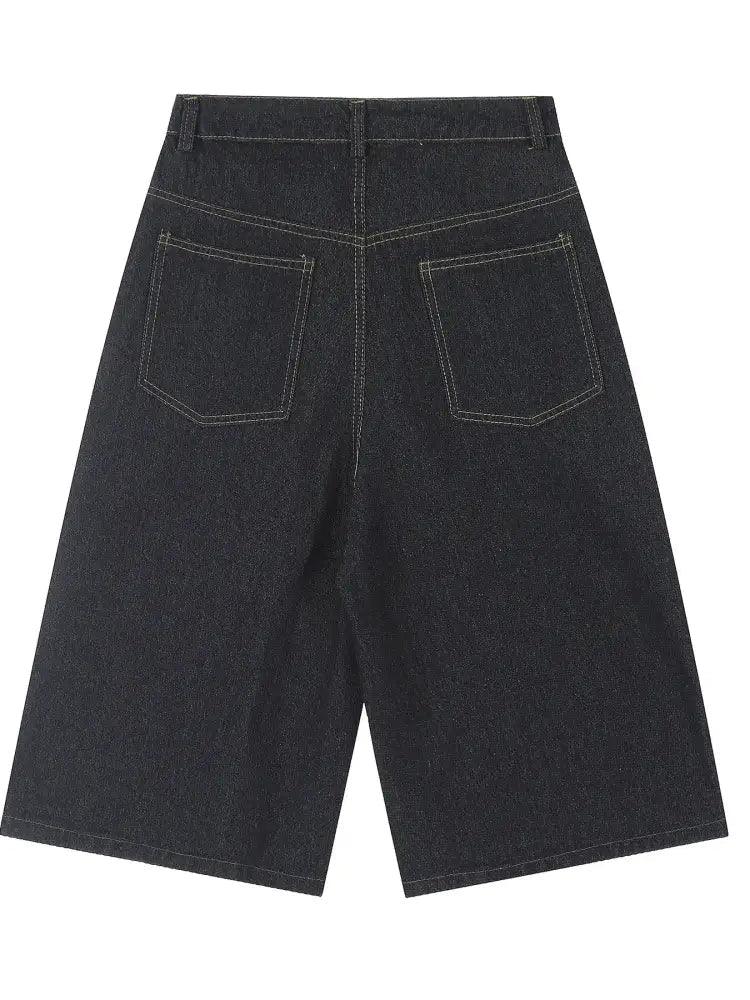 Men's Cartoon Embroidered Detail Wide Leg Denim Shorts - Update AvenueTrendsi100400281893283100400281893283Men's Cartoon Embroidered Detail Wide Leg Denim ShortsBlack
