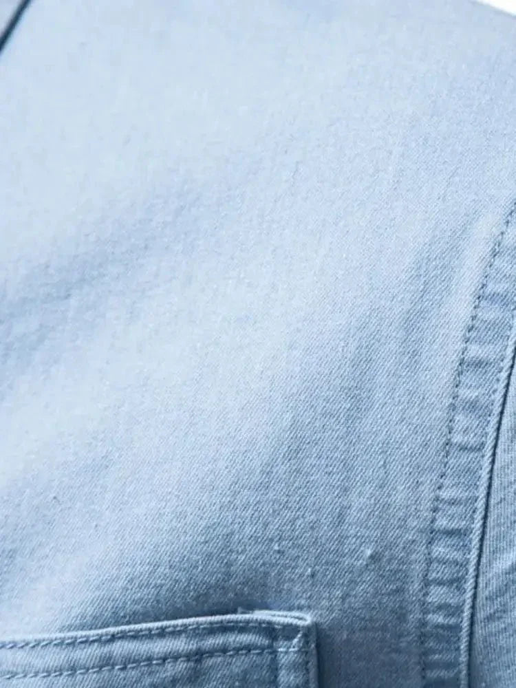 Men's Collared Neck Long Sleeve Denim Shirt - Update AvenueTrendsi100400803718979100400803718979Men's Collared Neck Long Sleeve Denim ShirtLight Blue