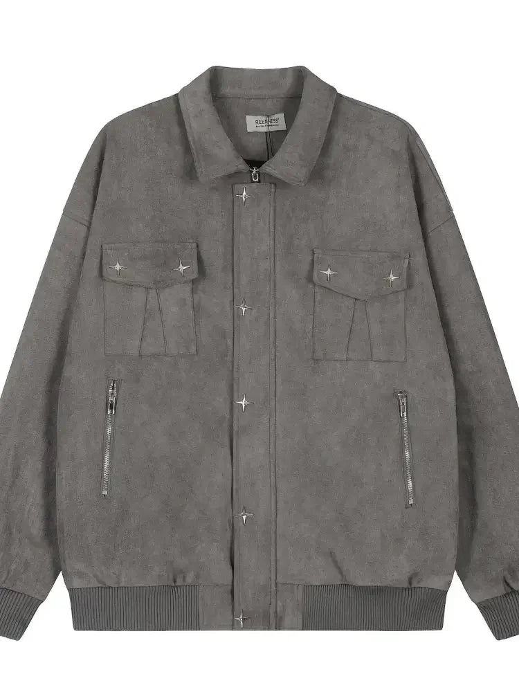 Men's Collared Neck Long Sleeve Jacket