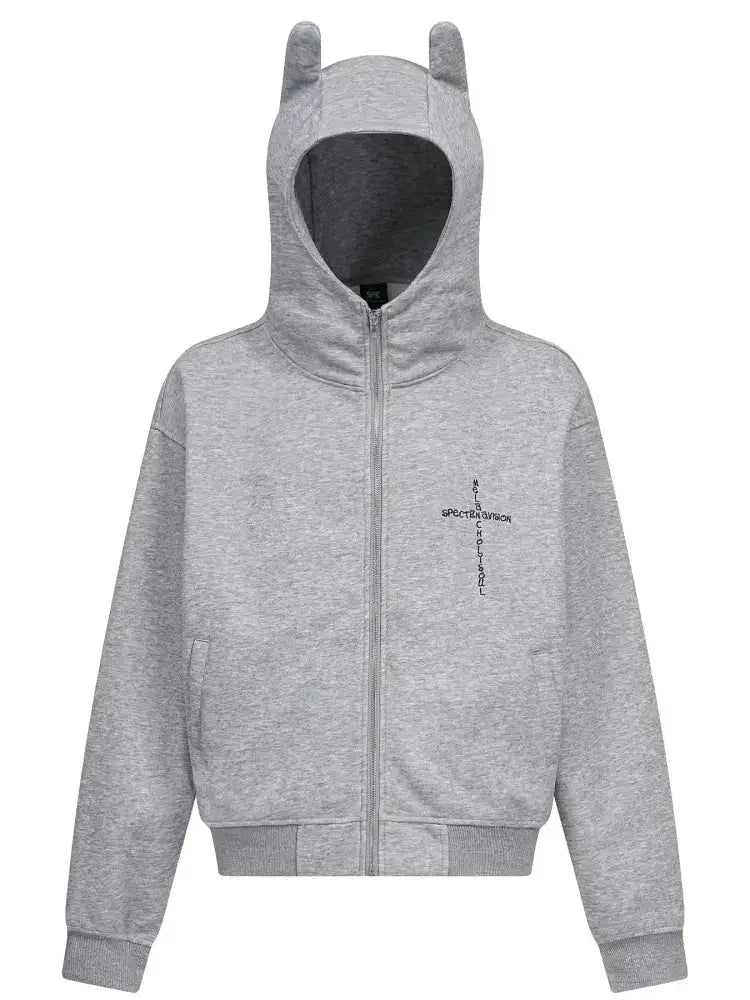 Men's Devil Horn Zip - Up Hoodie - Update AvenueHalloweenTrendsi100400519183775100400519183775449e9ae562904740b61ae70645a52962 - Max - OriginFloral Gray