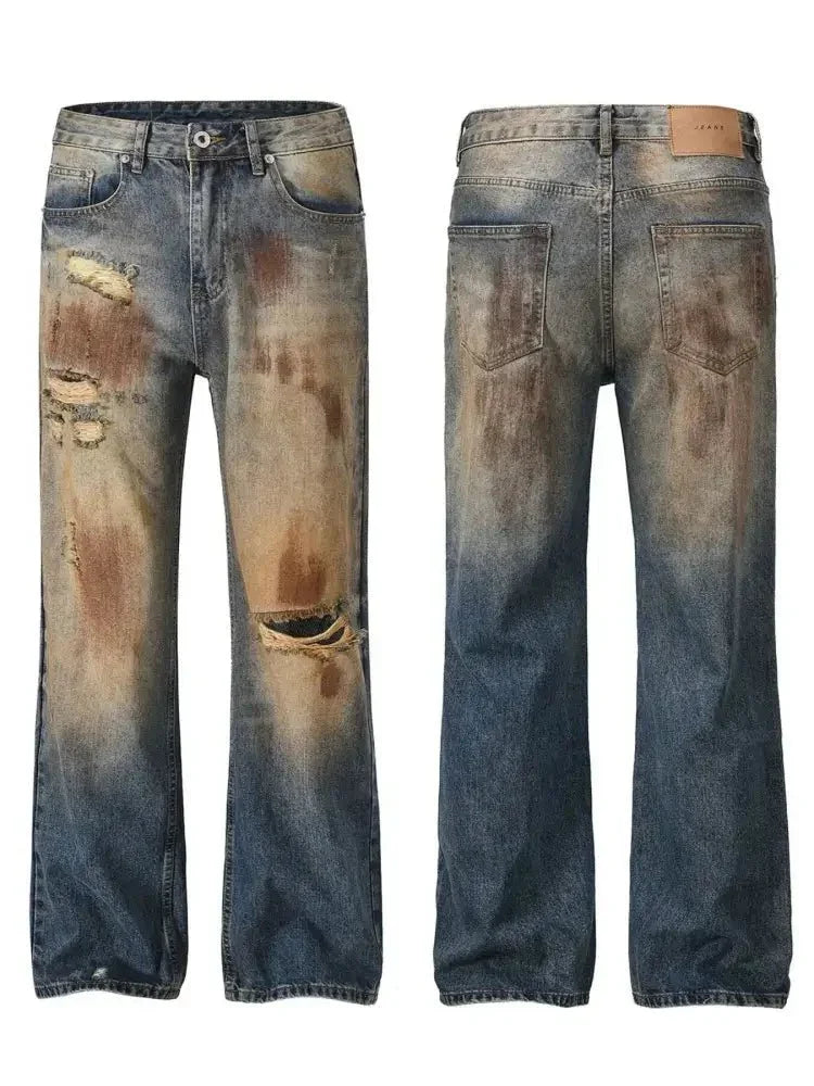 Men's Distressed Bleached Loose Fit Jeans - Update AvenueTrendsi100400170155546100400170155546Men's Distressed Bleached Loose Fit JeansVintage Blue