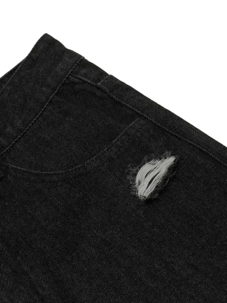 Men's Distressed Camo Trim Denim Bermuda Shorts