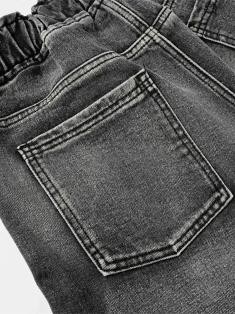 Men's Distressed Cargo Denim Shorts with Drawstring Waist