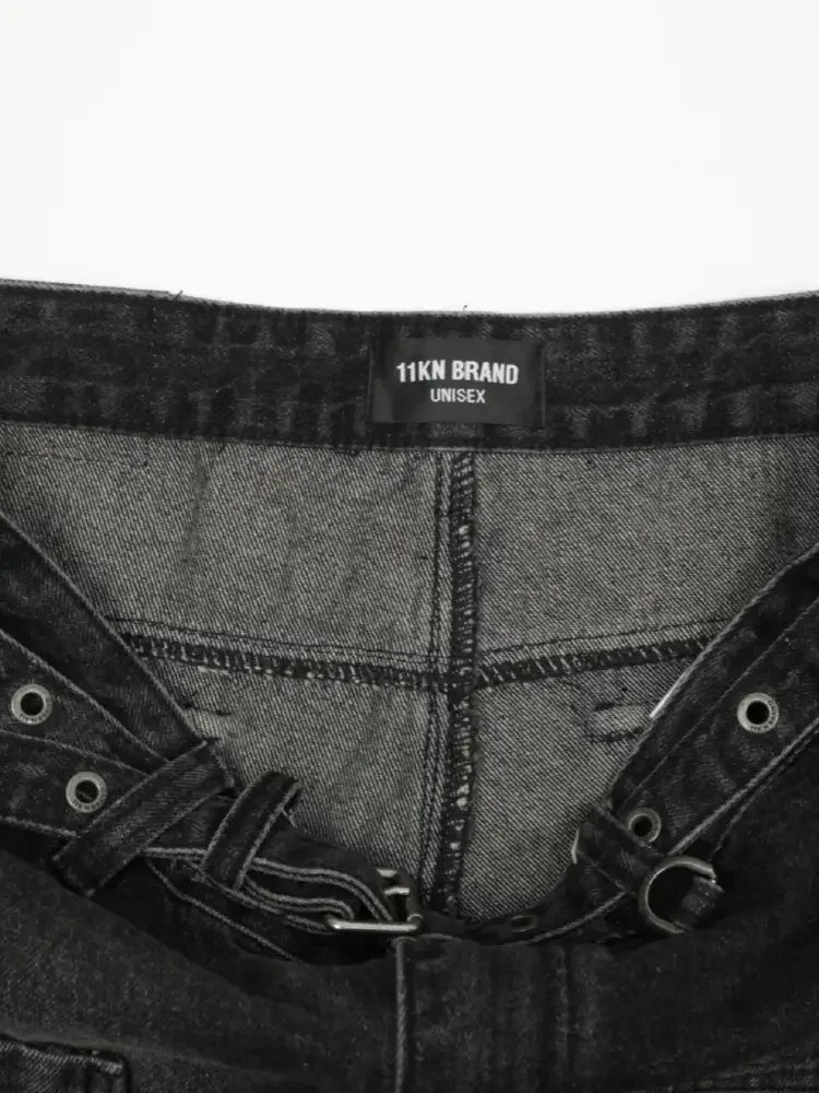 Men's Distressed Cargo Wide Leg Jeans