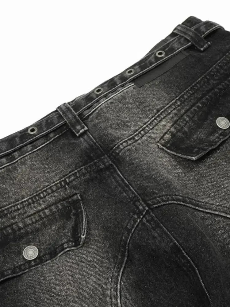 Men's Distressed Cargo Wide Leg Jeans
